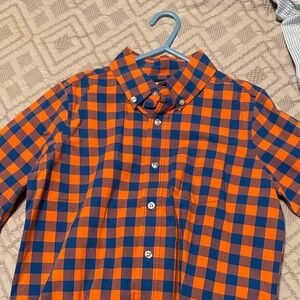 Lands' End Orange and Blue Plaid Shirt